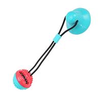 SIXRUN Pelota con Ventosa para Masticar Perros para Juegos Interactivos y Limpieza de Dientes Juguete de Goma para Mascotas de 15,7 Pulgadas Duradero y Resistente a Las Mordeduras (Rojo Azul)