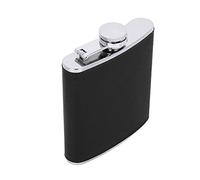 SIXRUN Petaca de Cuero Negro con Dos Copas de Vino, Embudo de Acero Inoxidable para Regalo de Cumpleaños, Petaca de 7oz para Licor (jarra de 6 onzas)