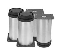 SIXRUN Pies de Muebles Redondos Ajustables de Acero Inoxidable de 50 X 100 Mm para Mesa de té de sofá, 4 Patas de Gabinete de TV Anticorrosión Fuertes, Pies de Mesa de Acero Inoxidable para