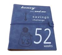 SIXRUN Planner de Desafío de Ahorro de Dinero, Cuero Premium 52 Semanas Money Saving Challenge Planner de Libros, Sobres de Películas PP de Alta Transparente para Familias de Parejas (BLUE)