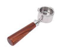 SIXRUN Portafiltro sin Fondo de 51mm para Máquinas de Café, 3 Orejas, Acero Inoxidable 304, Mango de Madera, Compatible con Delonghi EC0680