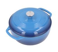 SIXRUN Pot de Horno Redondo Esmaltado, Resistente a la Palanca de Conservación del Calor, Maneja la Doble Olla de Hierro Fundido con Tapa
