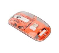 SIXRUN Ratón Inalámbrico 2.4G Bluetooth Transparente, 2400 dpi (Orange) | Cubierta magnética a presión, conexión múltiple para 3 dispositivos, conmutación de teclas de acceso rápido, luz de