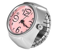 SIXRUN Reloj de Anillo Unisex Analógico de Cuarzo de Aleación de Acero Inoxidable Reloj de Amor para Fecha Casual Fiesta Regalo Amantes Amigos Familia (Pink)