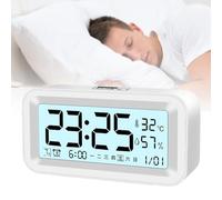 SIXRUN Reloj Despertador Digital, Reloj de Escritorio Digital Multifunción Hora Fecha Temperatura Humedad Pantalla Despertador Electrónico para Niños Estudiantes