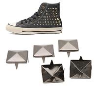 SIXRUN Remaches de Pirámide Punk, 100 Piezas, Remaches de Metal Dorados de 4 Garras para Manualidades de Cuero, Pulseras, Ropa, Bolsos para un Gusto y Personalidad únicos (Plata Negro #17)