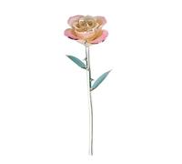 SIXRUN Rosa Blanca y Rosa de Tallo Largo Sumergida en Oro de 24 Quilates con Soporte para Amor Eterno, Adorno de Escritorio de Real para Regalo del Día de San Valentín