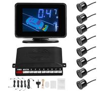 SIXRUN Sensor de Aparcamiento para Coche, de Pantalla LCD, Sensores de Marcha Atrás Ultrasensibles para Coches con Soporte de 8 Sensores y Volúmenes Ajustables para Facilitar el Aparcamiento (Black)