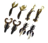SIXRUN Señuelos Blandos de Silicona para Pesca, Gusanos, Camarones, para Acciones de Natación Realistas, 25 uds. Marrón, Verde Oscuro, Naranja 6,2 Cm, 6 Cm, 4,5, 5,8 (Café)
