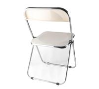 SIXRUN Silla Plegable Transparente de Metal, Estilo INS Que Ahorra Espacio, Duradera para Fiesta, Tienda en Casa (Leche Blanca)