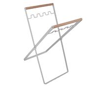 SIXRUN Soporte para Bolsas de Basura de Hierro para Acampar, Práctico y Práctico Cubo de Basura Plegable, Portátil con Asas de Madera, Ideal para Actividades Al Aire Libre (WHITE)