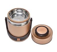 SIXRUN Tarro de Comida con Aislamiento Al Vacío de Acero Inoxidable, Lonchera Portátil de 3 Capas a Prueba de Fugas para Estudiantes, Oficinista, Material 304, 1500ml (GOLD)
