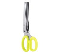 SIXRUN Tijeras de Cocina de Acero Inoxidable de 5 Capas para Cortar Eficientemente Pimienta Nori para Cocineros Caseros Amarillo 7,5 * 3 * 0,7 Pulgadas (YELLOW)