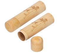SIXRUN Tubo de té de bambú Ecológico con Tapa para Almacenar Nueces de té, 2 Piezas, 1,5 X 6 Pulgadas (patrón de bambú)
