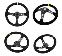 SIXRUN Volante de Carreras Universal con Bocina, Marco de Aluminio Rojo de 14 Pulgadas, Diseño Cómodo para Modificaciones de Automóviles (YELLOW)