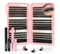 Sixstarhair Kit Pestañas Postizas 60-80-100D 580Pcs Pestañas Pelo a Pelo | Extensiones de Pestañas con Pegamento y Removedor, Volumen Lashes Cluster Kit, 10-16mm D Curl, Reutilizable, False Eyelashes