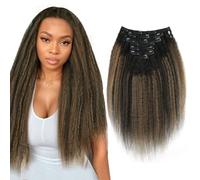 Sixstarhair rizado recto clip dentro del pelo humano brasileño 8A para mujeres negras afroamericanas 120g trama doble arraigada negro descolorido negro natural 1B # con rubio fresa #27 7 piezas 35cm