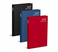 Sixstore Agenda 2025 A5 día a página a color a la moda, A5 2025 DAP, diario de escritorio día por página, marcador de cinta con ranuras por hora de 8 am a 8 pm, página completa para todos los días, 1