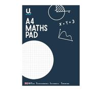 Sixstore Bloc de matemáticas A4, cuadriculado, 70 páginas, 70 g/m², cubierta azul o gris, cuaderno escolar para matemáticas, trabajo gráfico y revisión