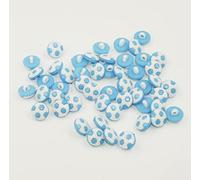 Sixstore Botones acrílicos de color con vástago de 13 mm con estampado de fútbol, paquete de 50, botón decorativo para bricolaje, costura y decoración, azul claro