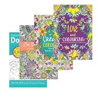 Sixstore Colour Therapy - Libros para colorear relajantes y antiestrés para adultos, juego de 4, elige tu juego (juego 1)