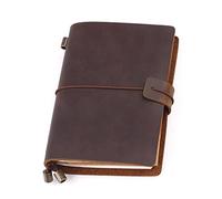 Sixstore Cuaderno de Bolsillo en Cuero. Diario de Viajes Recargable, Perfecto para Escribir, Regalos, Viajeros, Profesionales, Diarios. Estilo Clásico Antiguo | Diario de viaje | 13.5 x 10.5 cm
