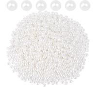 Sixstore Cuentas de perlas para manualidades, 1000 perlas falsas blancas, cuentas pequeñas de 4 mm para coser con agujeros para hacer joyas, pulseras, collares, pelos, manualidades, decoración y