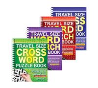 Sixstore Juego de 4 libros de búsqueda de palabras y crucigramas, tamaño A5, tamaño de viaje, rompecabezas