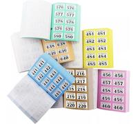 Sixstore Juego de 6 libros de boletos para guardarropa y rifas, 1-500 tombolas, premios numerados para eventos benéficos, sorteos de números de la suerte, boletos de colores con líneas perforadas