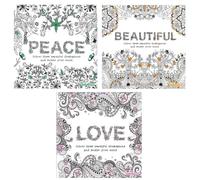 Sixstore Libros para colorear para adultos, juego de 3 libros, terapia de libros de color, tamaño cuadrado antiestrés, bloc de dibujo relajante y mindfulness, juego de 2