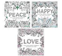 Sixstore Libros para colorear para adultos, juego de 3 libros, terapia de libros de color, tamaño cuadrado antiestrés, bloc de dibujo relajante - Set 1