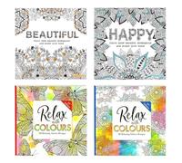 Sixstore Libros para colorear para adultos, juego de 4 libros, 180 diseños de animales, patrón hermoso y feliz ilustraciones avanzadas, bloc de dibujo de atención plena y relajante, libro de colores