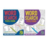 Sixstore Mega Juego de 2 libros de rompecabezas de búsqueda de palabras tamaño A4, libros de búsqueda de palabras para viajes