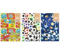 Sixstore Papel de regalo y etiquetas para niños, 24 hojas en total, 12 paquetes, 2 hojas + 2 etiquetas por paquete, diseños surtidos, papel de regalo de 50 cm x 70 cm