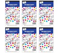 Sixstore Paquete de boletos de bingo, 6 paquetes de libros de bingo con 600 boletos cada uno para un total de 3600 boletos de bingo para noches de juego, colores surtidos