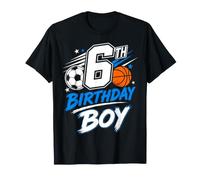 Sixth Birthday Boy Soccer Basketball Celebration Camiseta