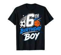 Sixth Birthday Boy Soccer Basketball Celebration Camiseta gráfica económica