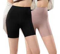 Sixthpandas Seamless Shaper Short Stay-in-Place High Waisted for Women Underwear Shape Fashion Tummy Control Skims(Black+Skin,M)