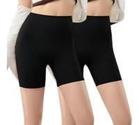 Sixthpandas Seamless Shaper Short Stay-in-Place High Waisted for Women Underwear Shape Fashion Tummy Control Skims(Black#2PCS,S)