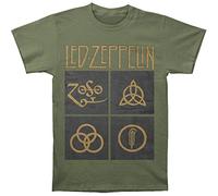 Sixtion Led Zeppelin Men's Black Box Symbols T-Shirt Army X-Large