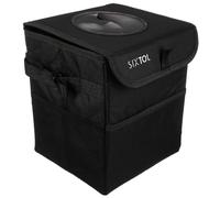 SIXTOL CAR TRASH 1 Cubo de basura plegable para coche con tapa, para colgar con bolsillos de almacenamiento, plegable y portátil, organizador de coche a prueba de fugas