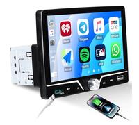 SIXWIN 1 DIN Bluetooth Radio Coche con Wired CarPlay & Wired Android Auto,7 Pulgadas Pantalla Táctil Estéreo Coche con Bluetooth/Mirror Link/FM/EQ/USB/Tipo-C