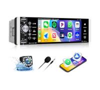 SIXWIN 1 DIN Bluetooth Radio Coche con Wireless CarPlay & Android Auto & Mirror Link,5 Pulgadas Pantalla Táctil Estéreo Coche Manos Libres Radio FM con Carga rápida,Bluetooth 5.0/FM/USB/AUX