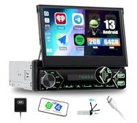 SIXWIN 2+64G Android 13 Radio 1 DIN con Pantalla Carplay, 7 Pulgadas Radio Coche Pantalla Extraible Manual con Android Auto/WiFi/GPS/Bluetooth/Mandos Volantes/FM/RDS/USB/Type-C/Aux