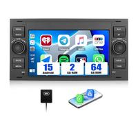 SIXWIN 2+64GB Android 15 Radio Coche para Ford Fiesta C/S-MAX Transit Galaxy Connect Kuga Mondeo con CarPlay, Android Auto- Pantalla Táctil de 7'' con Mirror Link, Bluetooth, WiFi, GPS, FM/RDS,EQ