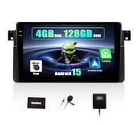 SIXWIN 4+128G Android 15 Radio Coche para BMW 3er E46 1999-2005 con CarPlay&Android Auto,9 Pulgadas Pantalla Táctil con Bluetooth/WiFi/GPS/FM/RDS/USB+AHD Cámara