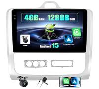 SIXWIN 4+128G Android 15 Radio Coche para para Ford Focus Exi MT 2 3 Mk2/Mk3 2004-2011 con CarPlay&Android Auto,9 Pulgadas Pantalla Táctil con Bluetooth/WiFi/GPS/FM/RDS/USB+AHD Cámara