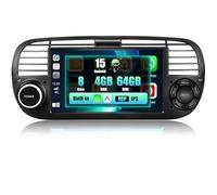 SIXWIN 4+64G 8-Core Android 13 Radio Coche para FIAT 500 2007-2015 con CarPlay Android Auto DSP, 7 Pulgadas Pantalla Táctil,1280 * 720,con GPS WiFi BT USB FM RDS Radio(Negro)
