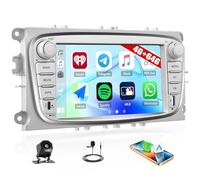 SIXWIN 4+64G Android 15 Radio Coche para Ford Focus II Galaxy II Mondeo 9 S-MAX C-MAX con CarPlay&Android Auto,7'' Pantalla Táctil con Bluetooth 5.0 /WiFi/GPS/FM/RDS/USB/Type-C 32EQ(Plata)
