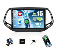 SIXWIN 4+64G Android 15 Radio Coche para Jeep Compass 2017-2019 con CarPlay&Android Auto&Mirrorlink,10.1 Pulgadas Pantalla Táctil con Bluetooth/WiFi/GPS/FM/RDS/USB 32EQ con Cámara Trasera